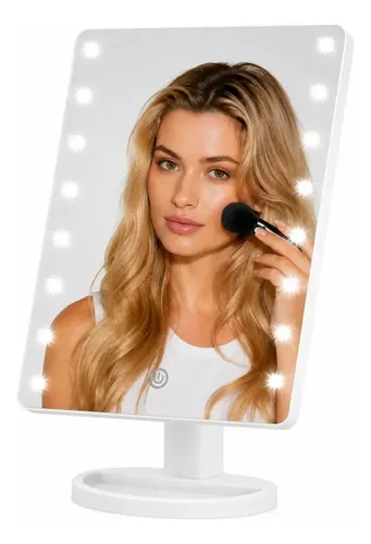 Espejo Maquillaje Con Luz Led Táctil Mesa Tocador 16 Leds