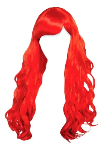 Peluca Ondulada Largo Pelo Ondas Cotillon Fiesta Cosplay X1 Rojo