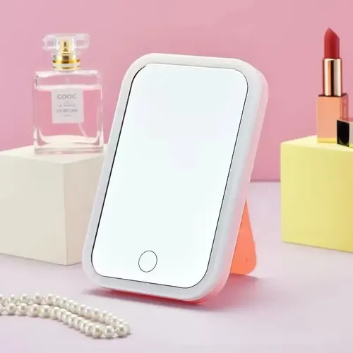 Espejo De Maquillaje Rosa, 3 Colores, Con Luz Led