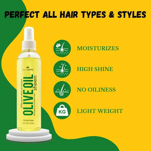 Spray De Brillo Para El Cabello Black Queen, Aceite De Oliva