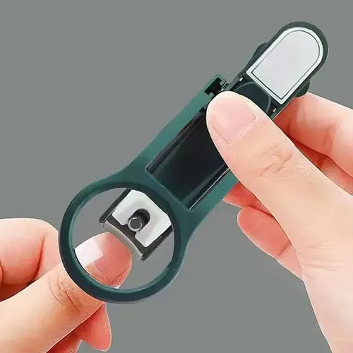 Corta Uñas Alicate Con Lupa Manicura Con Lima Premium Negro