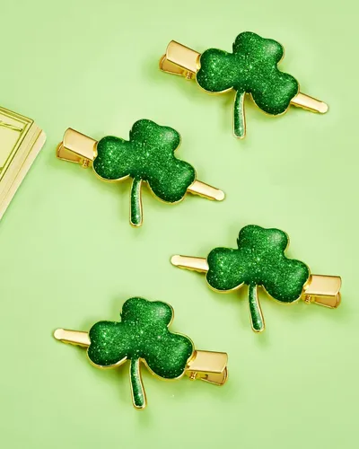 Pinzas Pelo 4 Pcs Trébol Brillante Verde Día San Patricio Ac