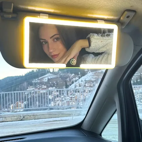 Espejo De Tocador Led Para Coche, 3 Colores, Visera Solar Táctil, Espejo De Maquillaje Blanco