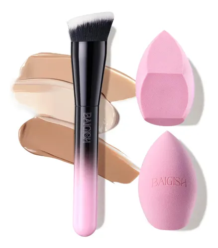Set De Brochas De Maquillaje Baigish Flat Top Kabuki Con 2 E