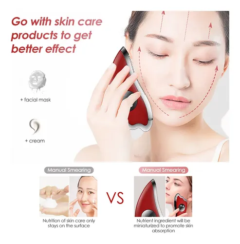 Placa Eléctrica Emcompr Con Raspador Facial Guasha Rojo