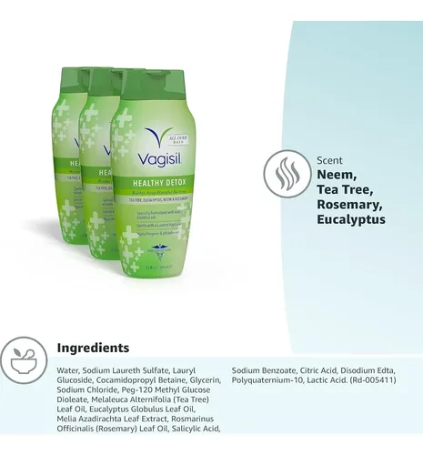 Limpieza Íntima Vagisil Healthy Detox 355 Ml (3 Botellas)