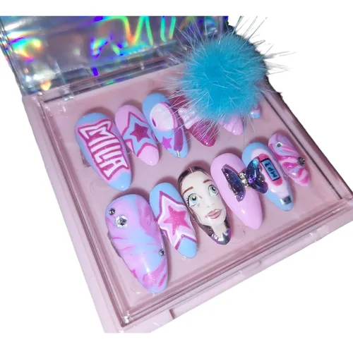 Press On Emilia Mp3 Talle M Nail Art Incluye Pega Cherimoya