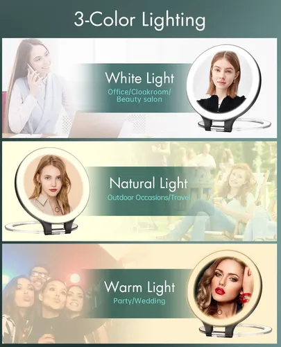 Espejo De Maquillaje Con Luz Led 6.5” Negro Recargable
