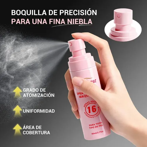 Bablabear Spray Fijador Maquillaje Mate 80 Ml Dura 16 Horas