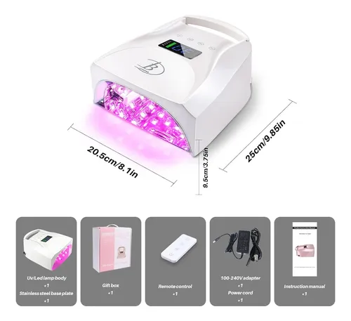Lámpara Uñas Led Uv Recargable Blanca Con Timer Y Sensor