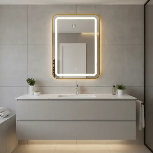 Espejo Rectangular 50x70cm Táctil Luz Led Baño Dormitorio