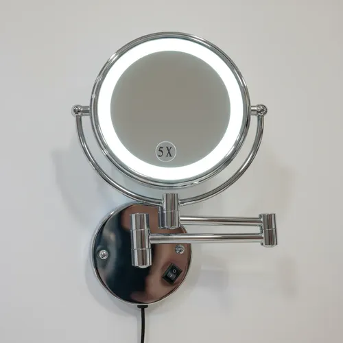 Espejo Pared Luz Led Aumento 5x Diám 20cm C/ Transformador