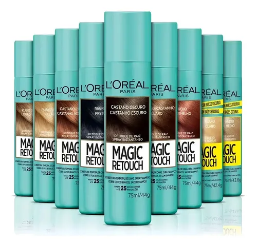 Spray L´Oréal Magic Retouch para Cobertura Temporária de Cabelos Grisalhos 75ml Tonalidade Preto