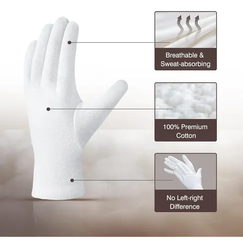 Guantes Algodón Blancos Hidratantes Para Manos Secas Chico