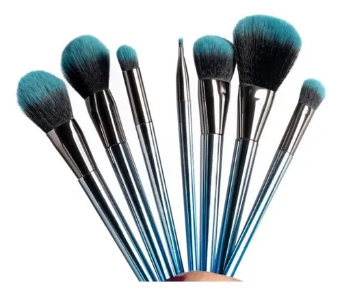 Mia Colors Tools Kit De Brochas Para Maquillaje 7 Unid Color Azul