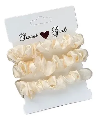 Set De 3 Scrunchies De Seda Para Cabello De Mujer
