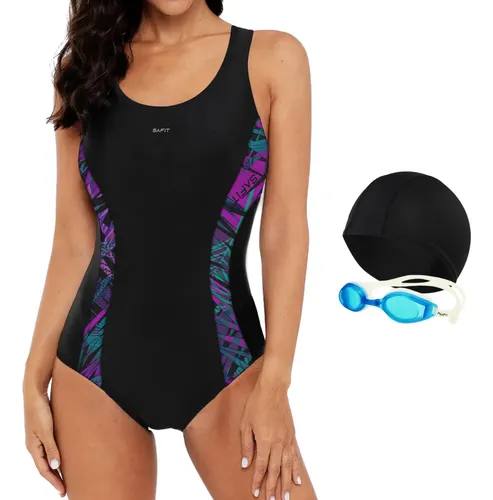 Combo Malla Natacion Mujer Enteriza + Antiparra + Gorro Tela