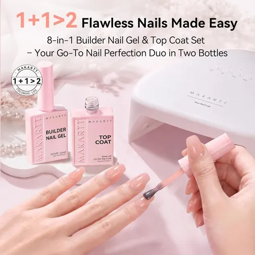 Set De Base Y Top Coat Makartt Nude 2 En 1 15 Ml Gell