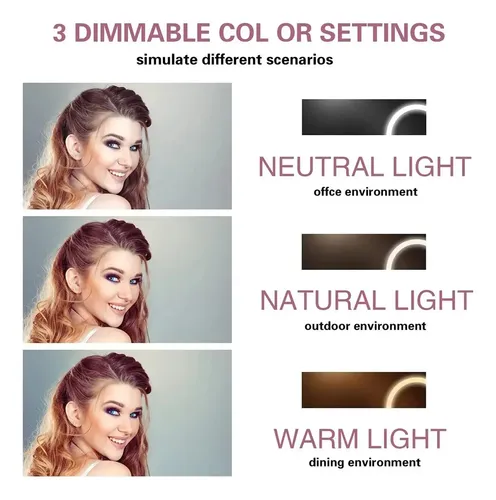 Espejo De Maquillaje Con Luz Led Recargable Y Aumento 5x Blanco