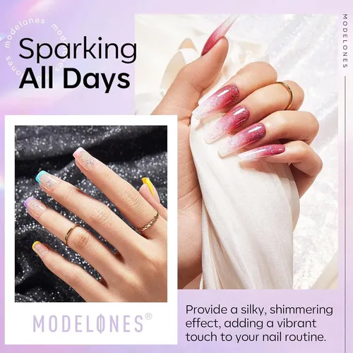 Top Coat Glitter Gel Modelones 0.33 Fl Oz A1 Clear Confetti
