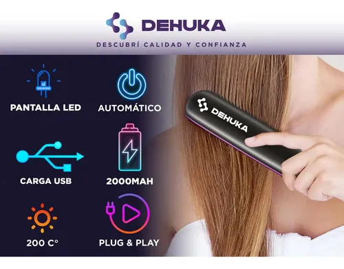 Peine Alisador Eléctrico Dehuka Portátil Inalámbrico Cerámico Con Pantalla Lcd Tipo C