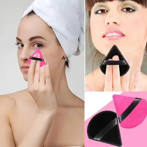 Lote De 12 Borlas Triangulares Para Maquillaje