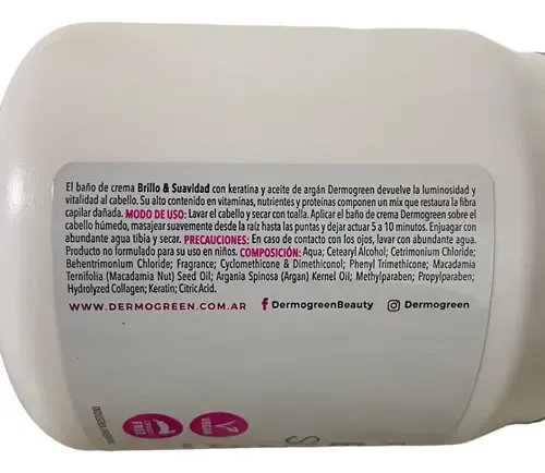 Baño De Crema Brillo Y Suavidad Con Keratina Y Aceite Argan