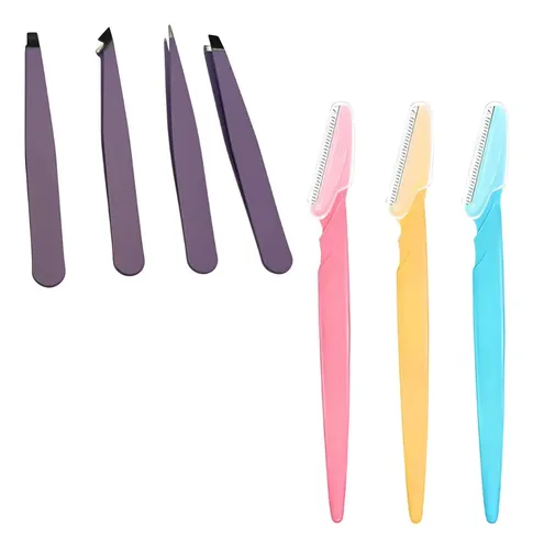 Set 4 Pinzas + 3 Perfiladores Depílacion Cejas