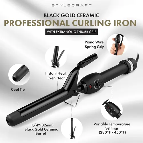 Plancha Rizador Stylecraft Stay-temp Cerámica Black Gold 3,2