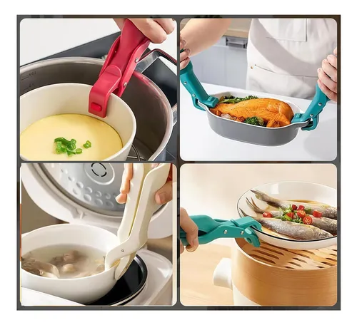 Pinza Agarradora Anticalor Para Bandejas De Cocina X2