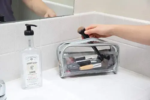 Bolsa De Maquillaje Ezpacking Clearview Ivory Pvc Con Piel V