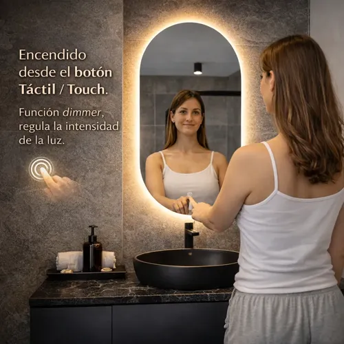 Espejo Luz Led Touch 60 X 85 Pastilla Para Baño Accesorios