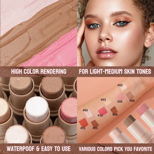 Barra De Contorno, Colorete Facial Iluminador, Barra Ilumina