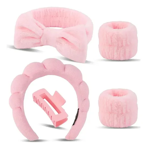 5 Diademas De Pelo Y Muñequeras Horquilla Maquillaje Spa N