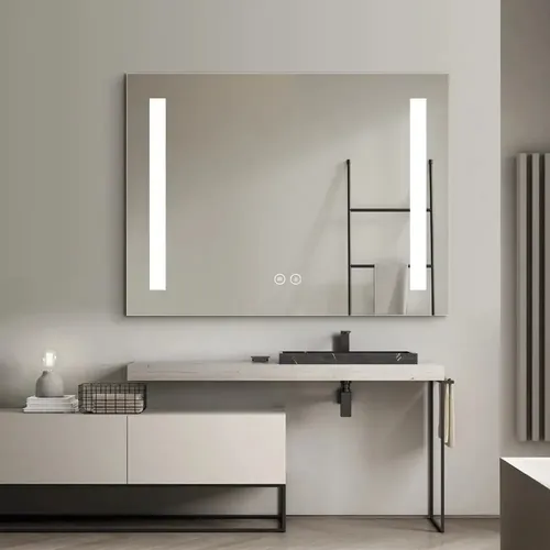 Espejo Rectangular Moderno Luz Led Desempañador 60×80 Hogar Espejo