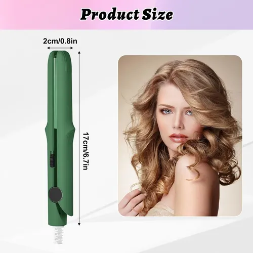 Minirizador De Pelo 2 En 1 Con Varilla Rizadora, Plancha Pla