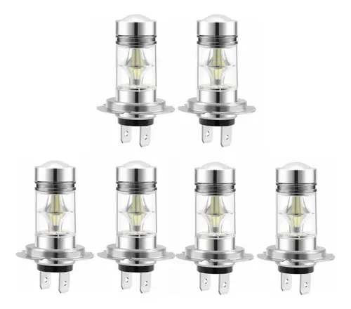 6×, 3 Par Bombillas Led H7 Alta Potencia 100 W 20 Led Junwt