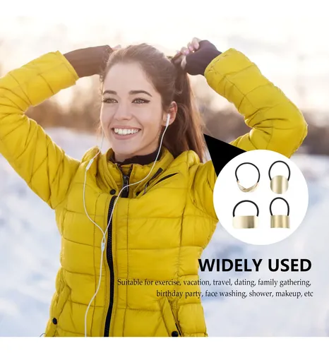 4pcs Golden Metal Hair Bands Elastic Hair Ties For Women