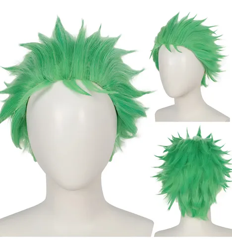 Roronoa Sintética Recta Verde Corta One Zoro Piece