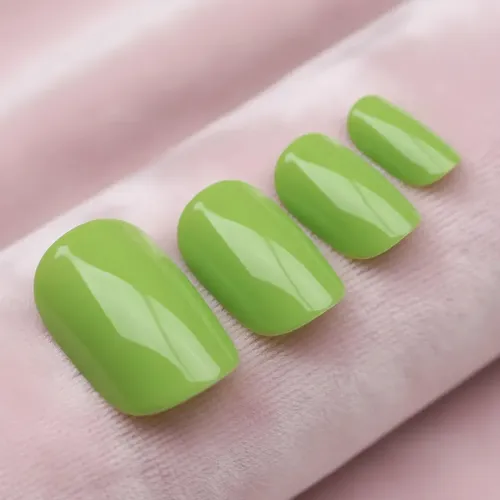 Press On Tips Autoadhesivo Oval Cherimoya Verde Lisa