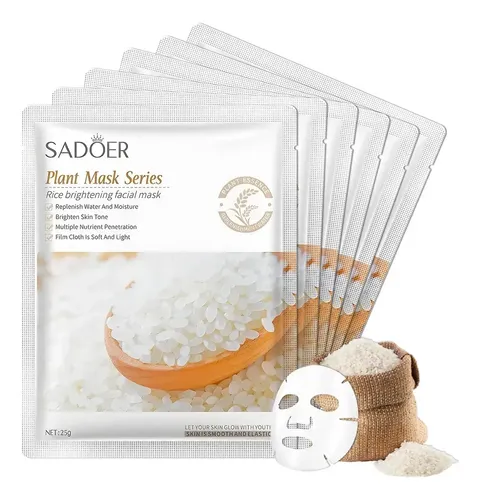 Pack X6 Mascarilla Facial Sadoer Arroz Aclarante Hidratante Todo Tipo De Piel