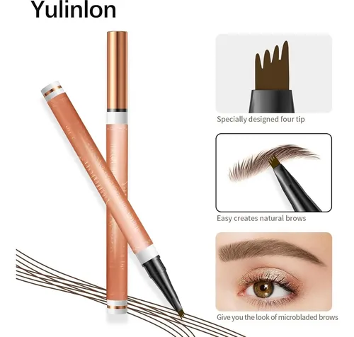 Lápiz De Cejas 4 Puntas Yulinlon Marrón Oscuro Impermeable