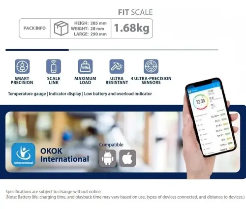 Balanza Digital Piso Pie Blaupunkt Fit Scale 180k Vidrio Neg Color Negro