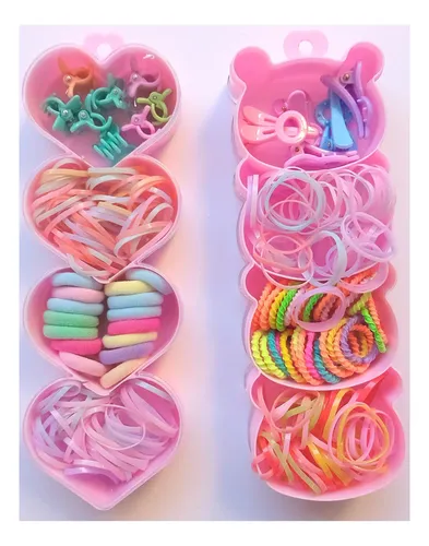 Set Box Infantil Con Colitas Y Hebillas De Pelo Para Nenas