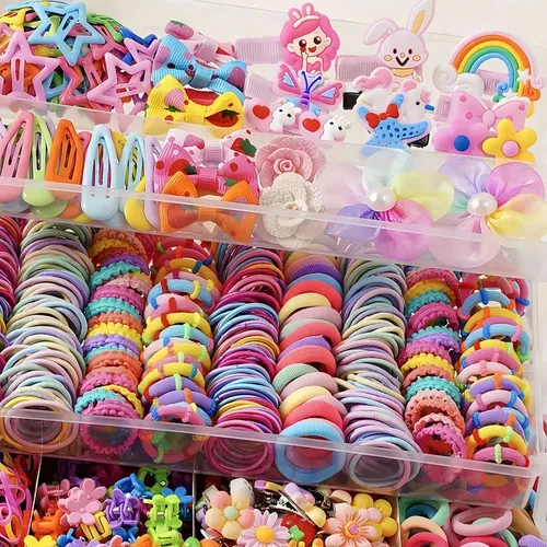 Juego De 718 Cintas Elásticas Para El Pelo Para Niñas, Multi