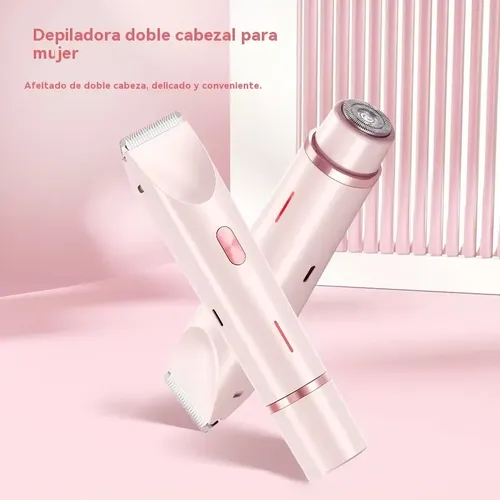 Depiladora Rasuradora Mujer Eléctrica Doble Cabeza2in1 Rosa