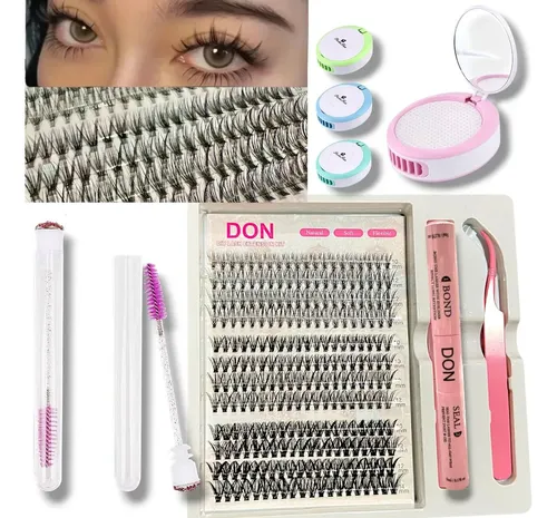 Kit Extensiones De Pestañas +ventilador+cepillo+pegamento