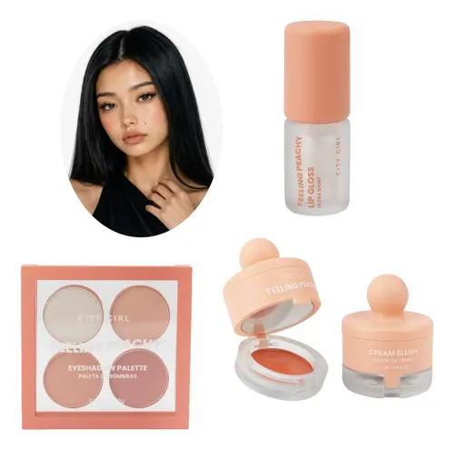 Set De Maquillaje Feeling Peachy Sombras, Rubor Y Gloss Glow