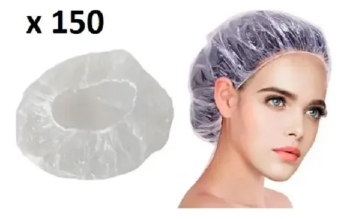 Gorro Cofia X150 Descartable Polietileno Tintura Baño Crema