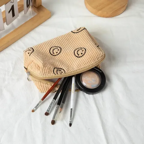 Bolso De Maquillaje De Pana Con Forma De Mini Sonrisa, 1